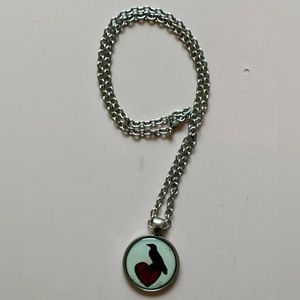 Raven Heart Pendant Necklace Handmade